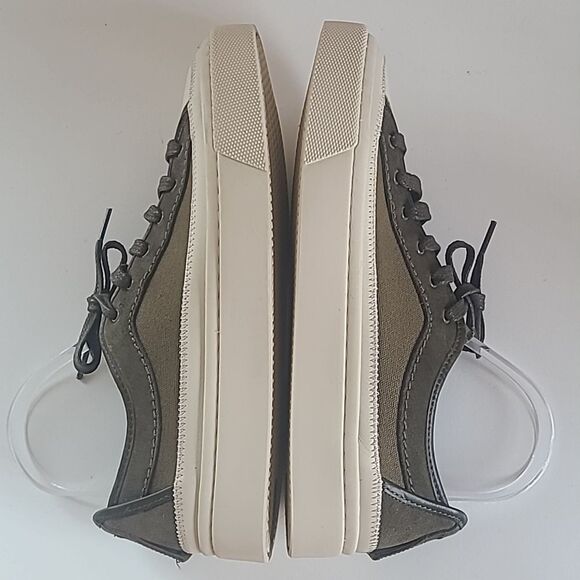 All Saints Olive Green Platform Leather & Canvas Sneakers Size EU 40 - Picture 9 of 14